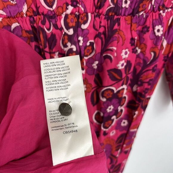 Maeve Anthropologie Dress Size Medium Women Pink Purple Floral Print Wrap Mini - Picture 9 of 9